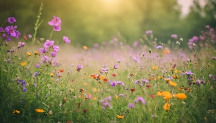  Nature background with wild flowers
