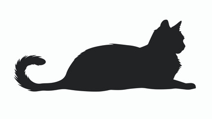  Vector isolated cat silhouette on white background flat