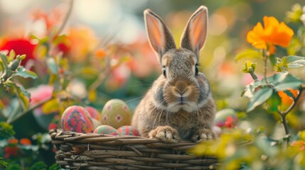 Wall Mural - Life in the meadow of the Easter Bunny, Easter concept