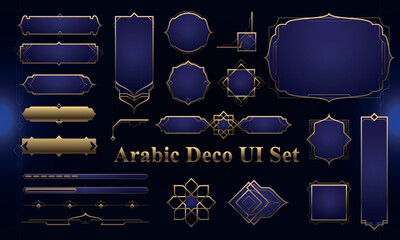 Wall Mural - set of art deco modern user interface elements. fantasy magic hud with arabian elements. template fo