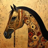 Fototapeta Dziecięca - Real Horse in the Artwork Style of Gustav Klimt