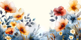 Fototapeta Mapy -  Warm Floral Watercolor banner.  A colorful flower field