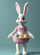 Funny easter bunny with colorful eggs