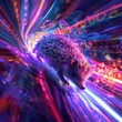 Luminous hedgehog in a glowing sphere races ahead of a swift horse on a psychedelic race track A spectacle of speed and color