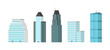 © Little Monster 2070 - Exterior of modern city buildings. Skyscrapers urban structure with house facade. Residential and business office houses. Modern flat isolated on white background. Metropolis. Vector illustration.