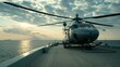 Helicopter landing on a private yacht, seamless transition of elites