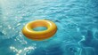 Yellow swimming pool ring float in blue water. concept color summer