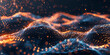 3d blue orange abstract with digital connections and lines, dots representing digital binary data. Concept for big data,deep machine learning, artificial intelligence,business technology ,futuristic