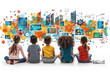 Concept art depicting children engaging in digital literacy and online safety programs, empowering them to navigate the digital world responsibly and safely.