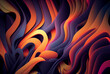 Abstract curve patterns in violet and orange colour. Illustration background.
