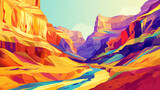 Fototapeta  - Modern flat illustration of Utah canyons