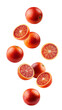 Falling red blood orange, isolated on white background, full depth of field