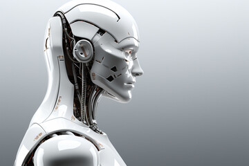 3d rendering humanoid robot or cyborg with red light on head