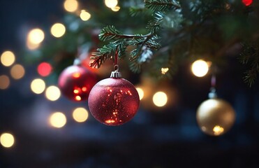 holiday decoration concept. garland bokeh lights over dark background	
