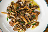 Fototapeta Paryż - Fried oyster mushrooms on a plate