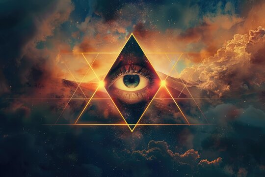 Eye of Providence. All-seeing God's eye. AI Generated