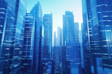 Poster - Dynamic cityscape with futuristic skyscrapers, An energetic city skyline dominated by sleek and futuristic skyscrapers.