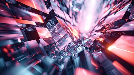 Poster - Dynamic 3D geometric shapes in a futuristic design, A modern design featuring dynamic 3D geometric shapes for a futuristic aesthetic.
