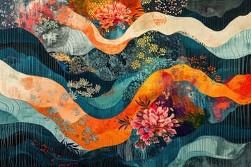 Fototapete - Dynamic abstract patterns creating visual interest, Engaging abstract patterns that dynamically capture visual interest.