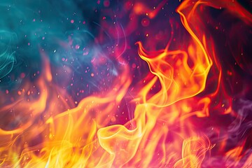 Leinwandbilder - Fiery background with vibrant flames creating a dynamic scene, A captivating backdrop ablaze with vibrant flames