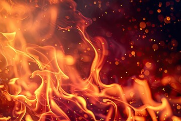 Poster - Fiery background with vibrant flames creating a dynamic scene, A captivating backdrop ablaze with vibrant flames