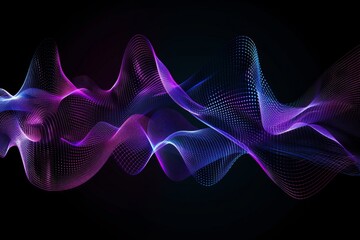 an audio wave, purple and blue on a black background, glitch art in a dark white and light cyan style Generative AI