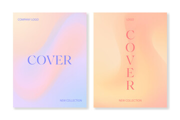 Set of 2 universal cover templates with wavy gradient backgrounds of pastel colors. For brochures, booklets, banners, posters, business cards, social media and other projects. Just add your text.