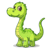 Fototapeta Dinusie - Cute green dinosaur isolated on white background. Vector illustration