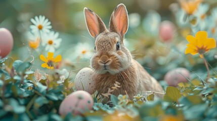 Wall Mural - Life in the meadow of the Easter Bunny, Easter concept
