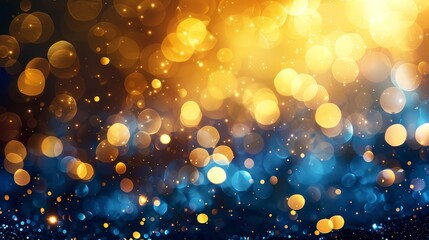 Wall Mural - Glamorous golden bokeh lights shimmering, creating dazzling awards night background