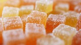 Fototapeta Tęcza - Macro close-up of CBD gummies with copy space, cannabis edibles product photography