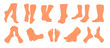 © VectorBum - Naked feet. Different angles and positions of human legs. Male ankles. Female barefoot toes. Front, side and back view. Body parts. Tiptoe pose. Spa pedicure. Skin care. Garish vector set