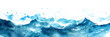 Blue watercolor sea wave texture design on transparent background.
