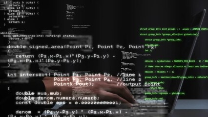 Hands of a developer programmer typing computer code on a laptop keyboard. Hacker's fingers type the software script. Concept of cybersecurity, digital data stealing. High quality 4k footage