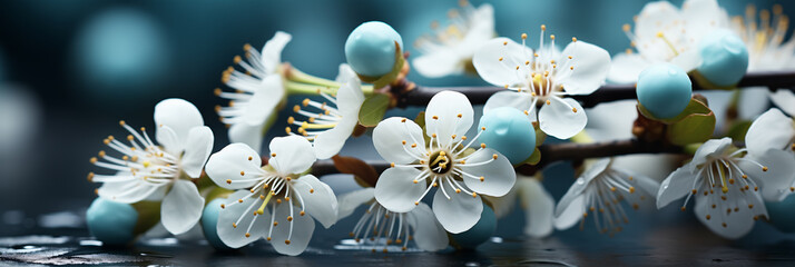 Sticker - Spring banner with flowering branch