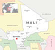Mali Political Map with capital Bamako, most important cities with national borders