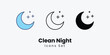Clean Night icon thin line and glyph vector icon stock illustration