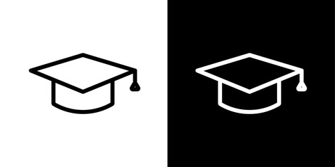 Academic Graduation Cap Icon Set. University Ceremony and Education Hat Symbols.
