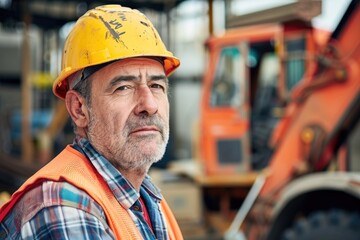 Poster - Portrait of a middle aged Caucasian male construction worker