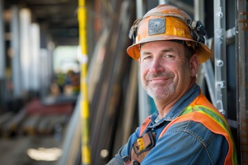 Poster - Portrait of a middle aged Caucasian male construction worker