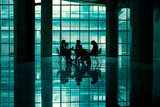 Fototapeta Nowy Jork - group of people in a business meeting in front of large windows