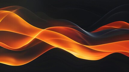 Wall Mural - Vibrant Orange and Black Waves, Abstract Gradient Background, Digital Illustration