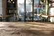 Wooden board empty table in front of blurred background. Brown wood over blur in restaurant - can be used for display or montage your products. Mock up for display of product. High quality photo