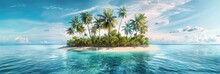 Tropical Islands. Summer Holiday With Palm Trees And Beach Panorama