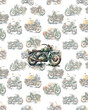 panel watercolor old vintage motorcycle collage