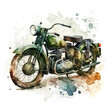 watercolor old vintage motorbike