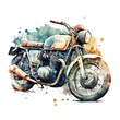 watercolor old vintage motorbike