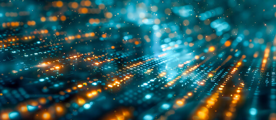 Digital Dreamscape - Glowing digital network pattern  for connectivity of modern technology concepts or communication and data