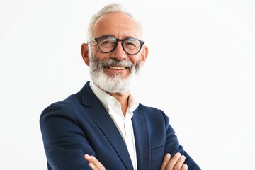 Men Portrait. Close-up of Smiling Mature Businessman Isolated on White Background