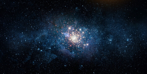 Wall Mural - space scene with stars in the galaxy. panorama. universe filled with stars, nebula and galaxy,. elem